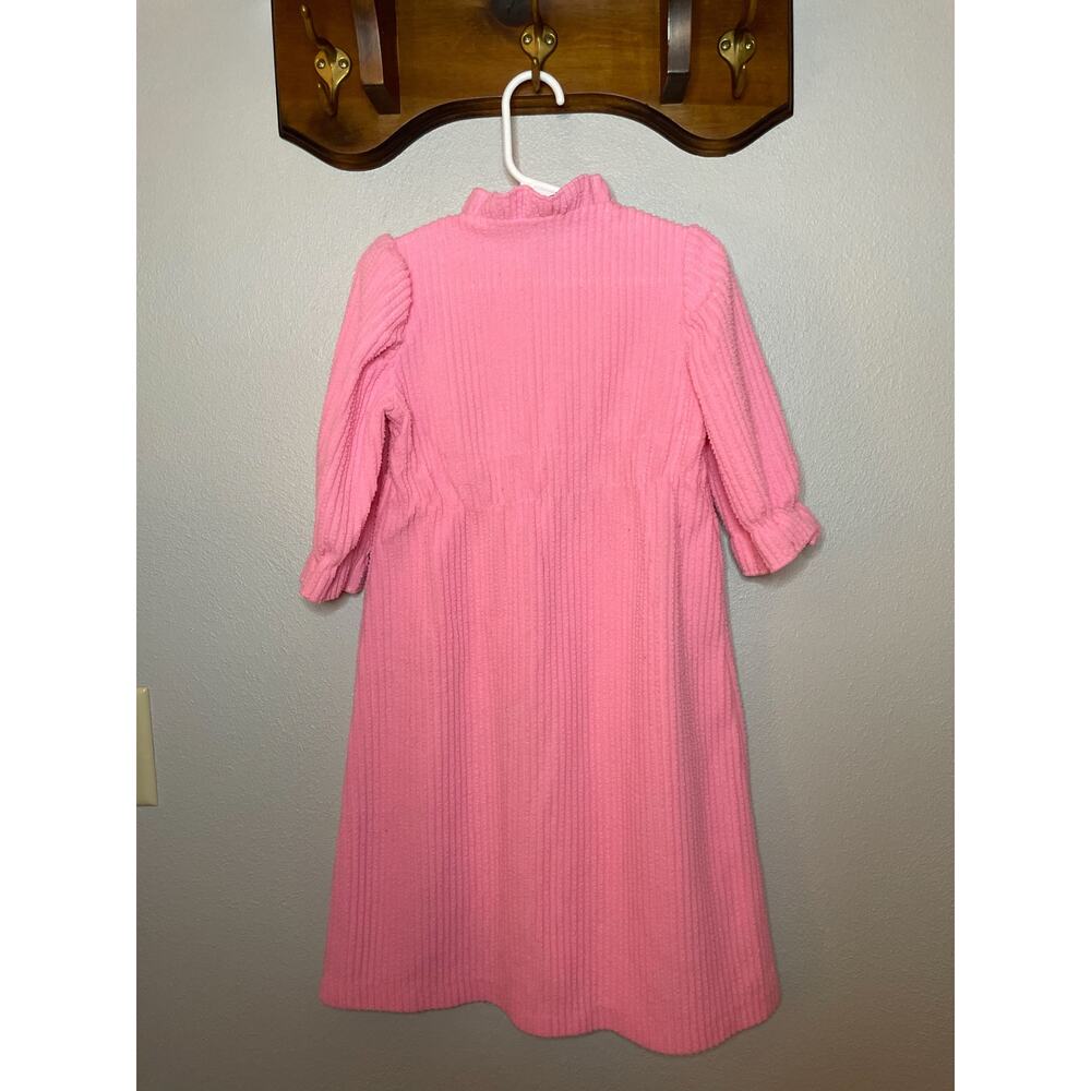 Vintage Pink Ribbed Zipper Robe with Flower Appliques - Picture 3 of 5